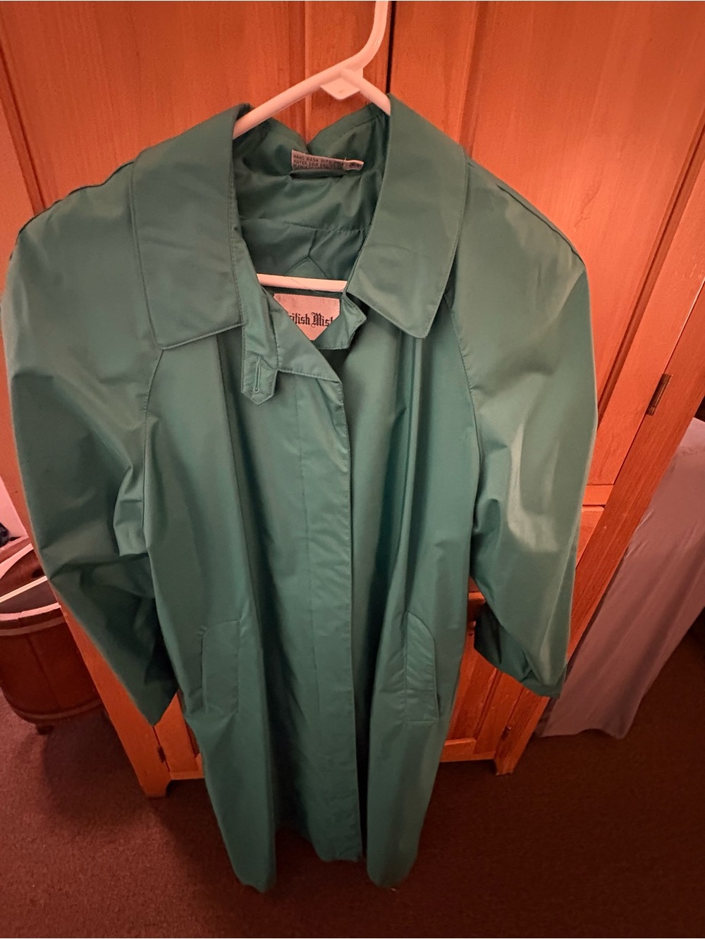 Vintage British Mist Emerald Teal Green Trench Coat